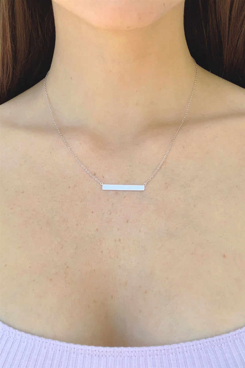Silver Nameplate Bar Necklace