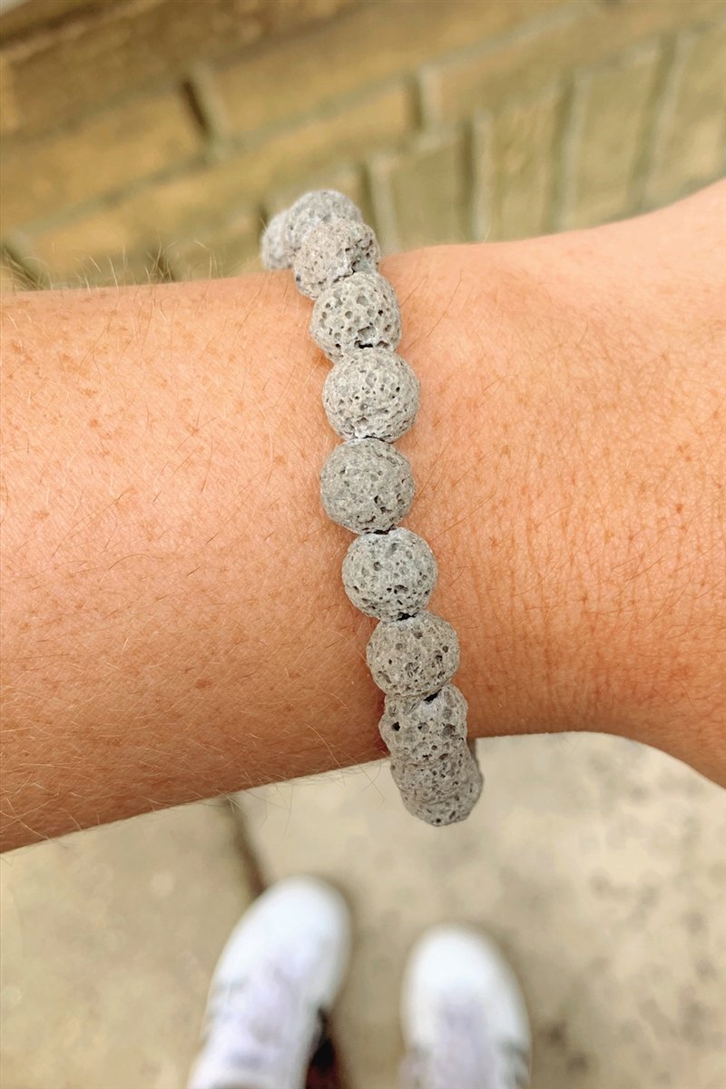 Lava Bead Bracelet - gray