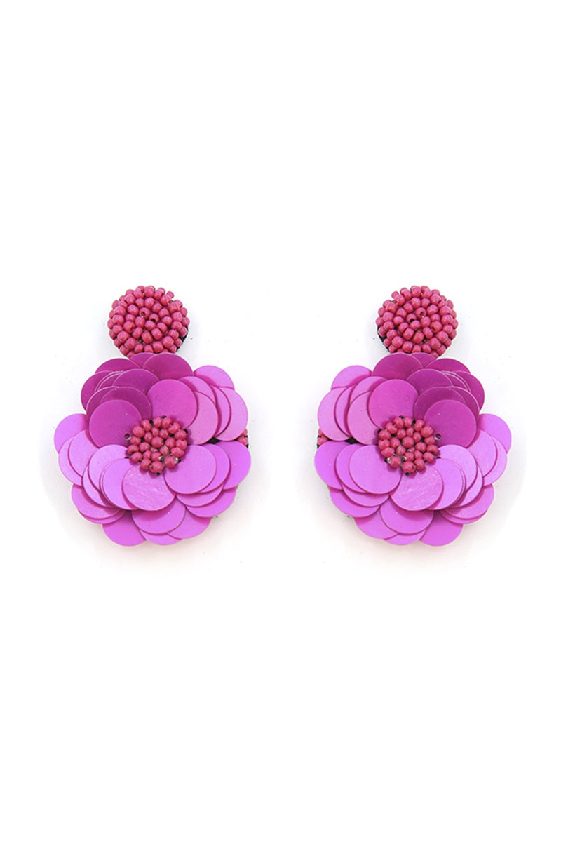 Pink Posies Floral Statement Earrings