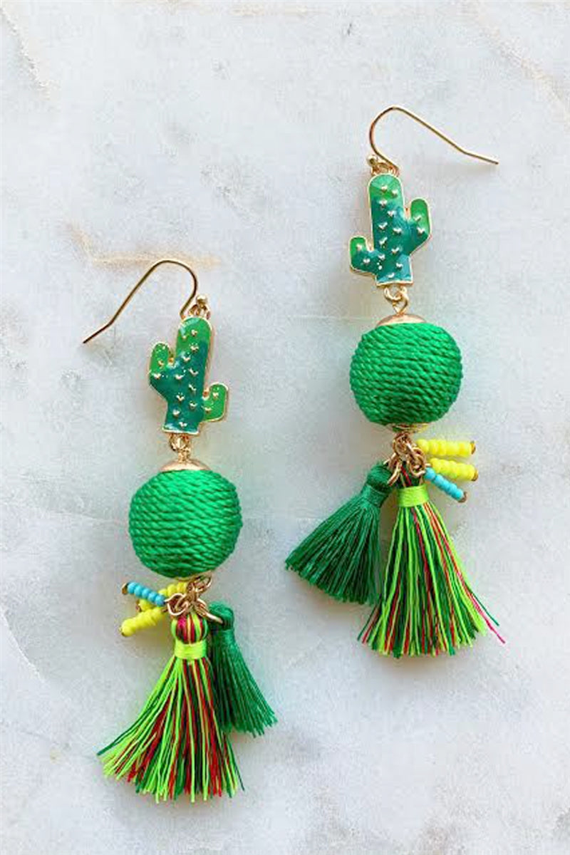 Cactus Cutie Tassel Earrings