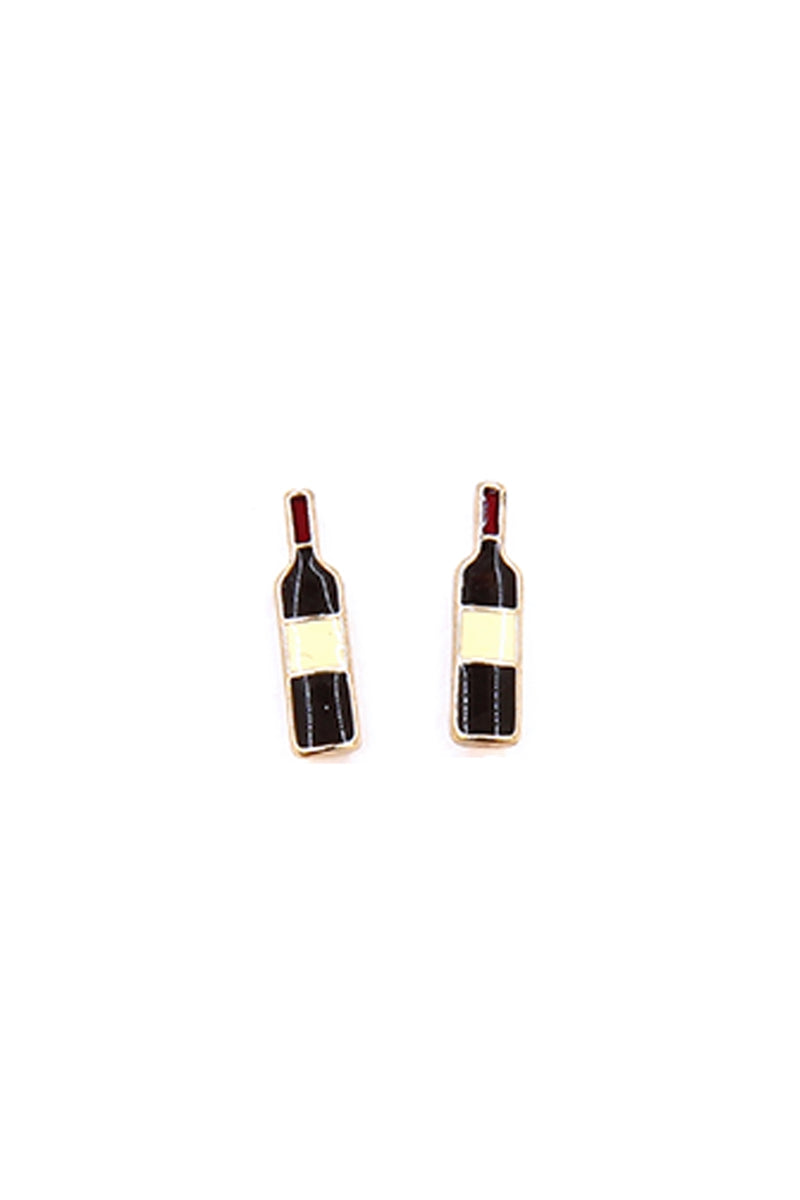 Red Wine Bottle Stud Earrings