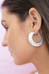 3 Rows Crystal Hoop Earrings