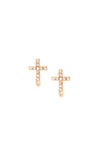Pave Crystal Cross Stud Earrings