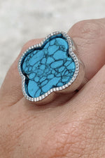 Turquoise Clover Ring - Silver