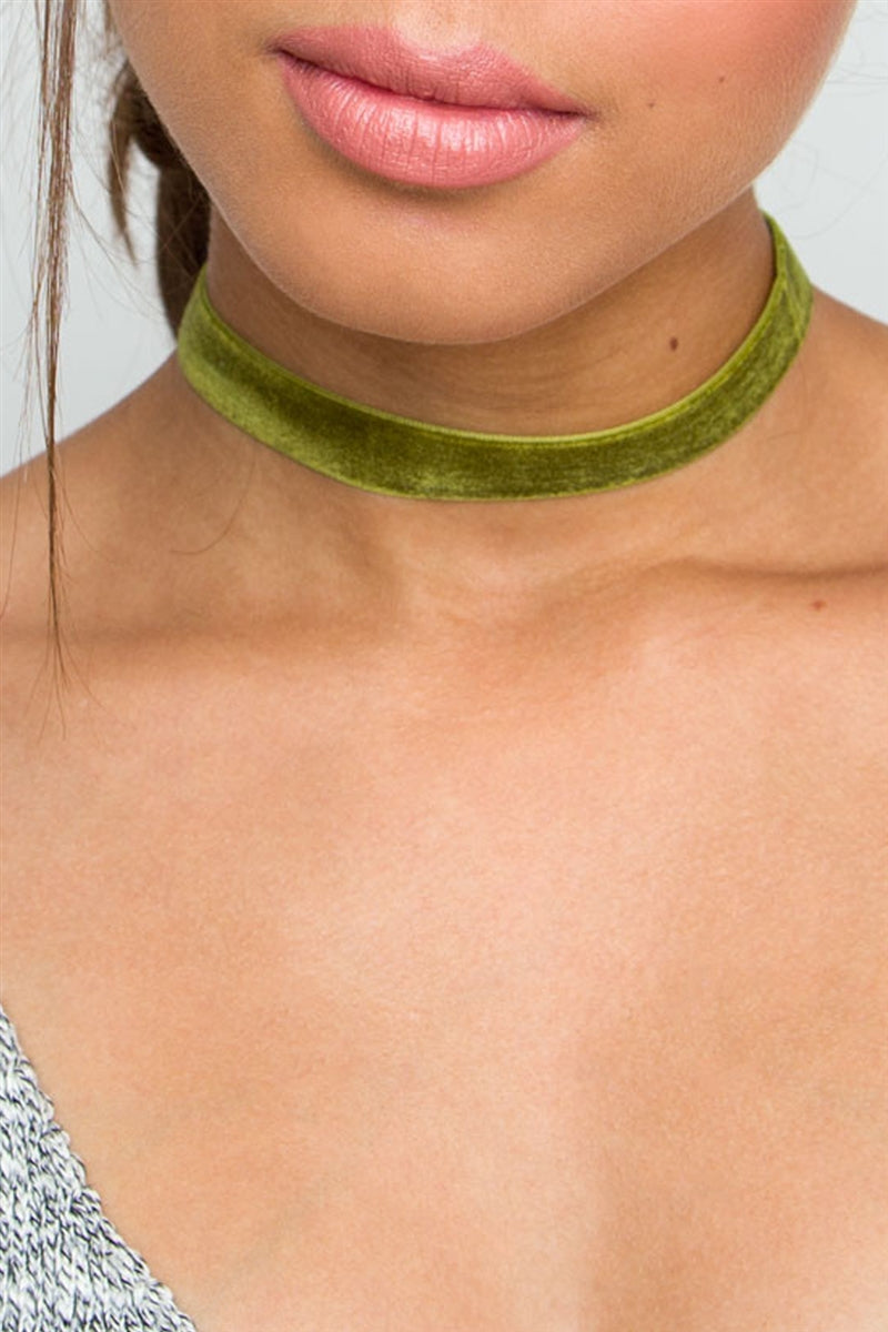 Olive Thick Velvet Choker