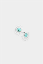 Turquoise & Silver Geometric Cut Out Stud Earrings