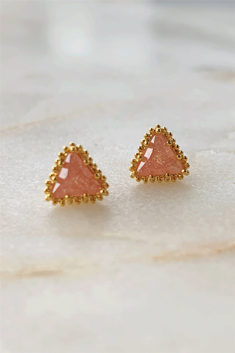 Try Harder Pink Triangle Stud Earrings