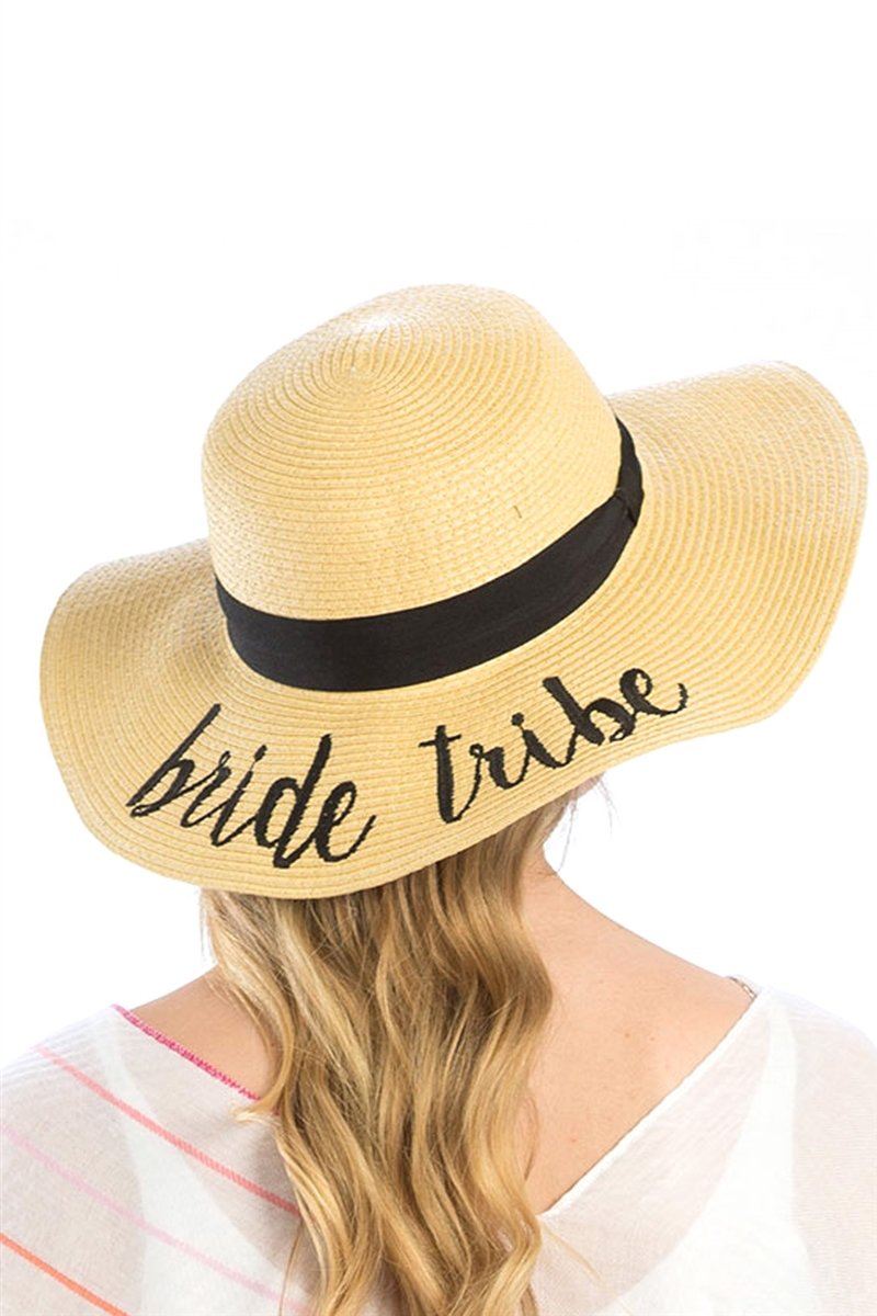 Bride Tribe Embroidered Floppy Hat - Beige