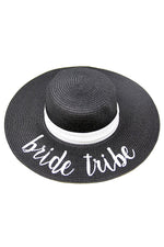 Bride Tribe Embroidered Floppy Hat - Black