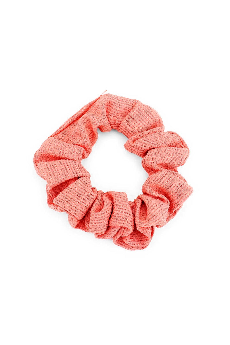 Coral Waffle Knit Scrunchie