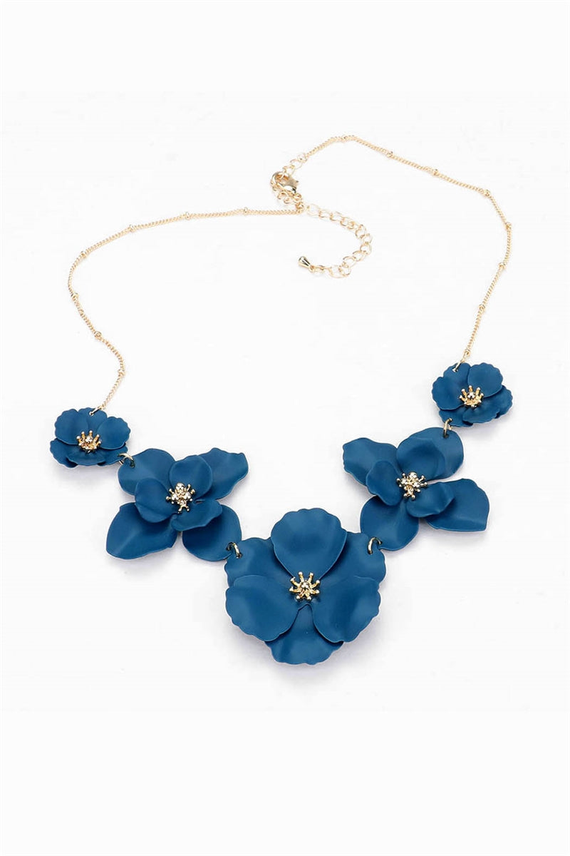 Shining Floral Statement Necklace Golden Tone Rhinestone Boho Flower Bib  Fashion Accessory, Blue - Walmart.com