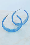 Blue Celluloid Hoop Earrings
