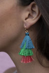 Pretty As A Peacock Tassel Statement Earrings