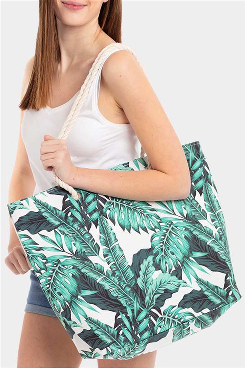 Another Day In Paradise Tropical Leaf Tote Bag - White