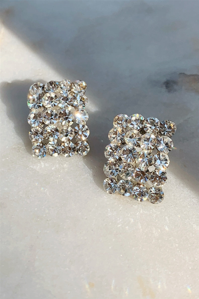 Austrian Crystal Rectangle Stud Earrings