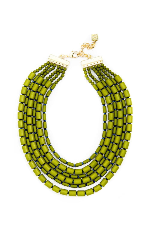 Green Goddess Beaded Layered Necklace