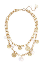 Layered Pearl & Coin Statement Necklace