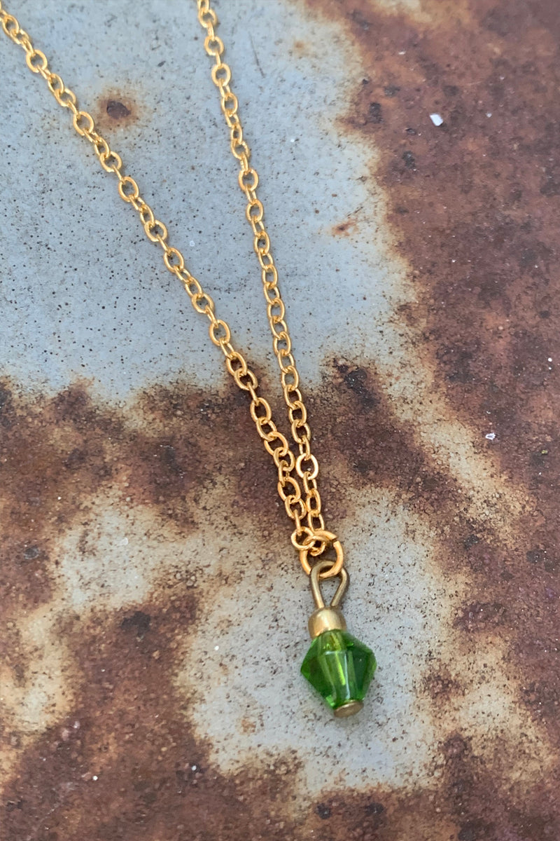 Dark Green Bead Pendant Necklace