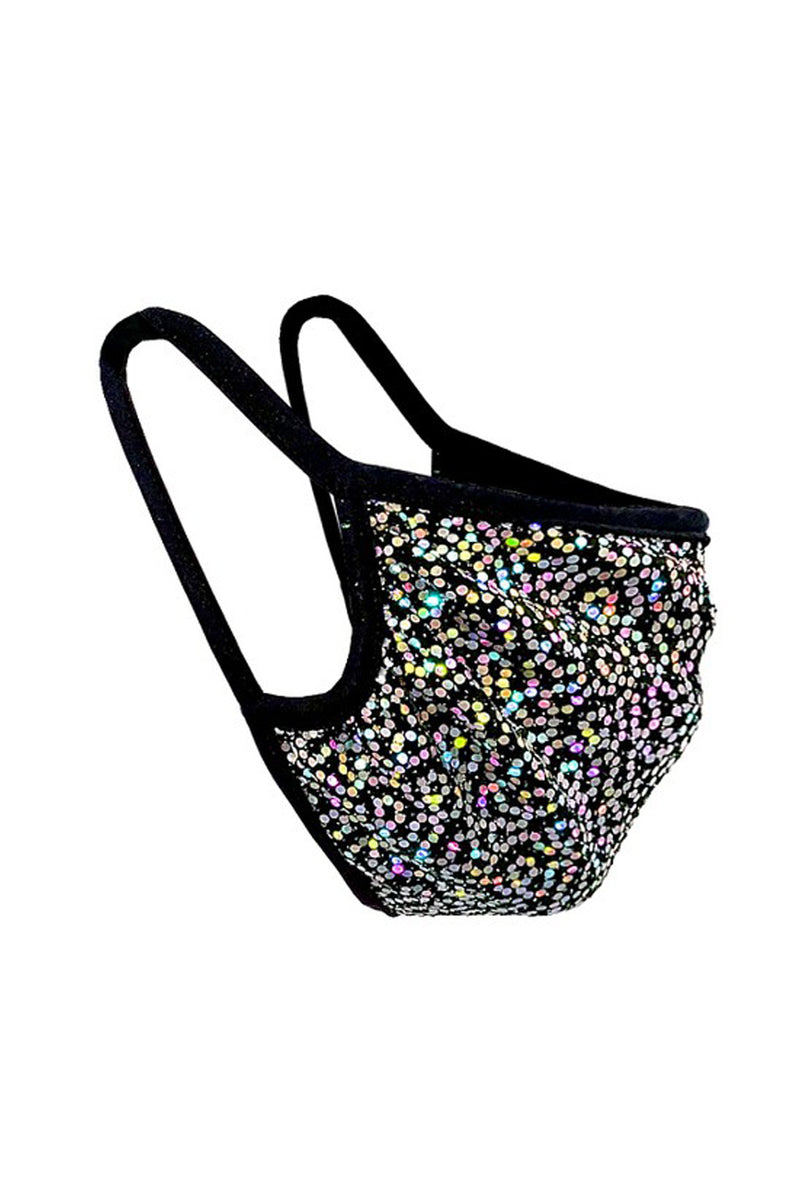 Party Time Silver Sequin Face Mask