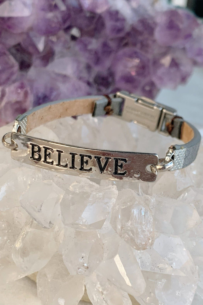 Good Work(s) Make A Difference Silver Bar "Believe" Bracelet