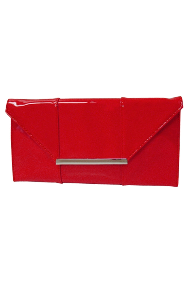 La Bamba Red Patent Leather Envelope Clutch