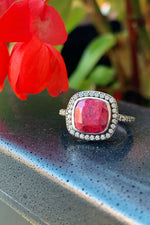 Ruby Ring With CZ Edge