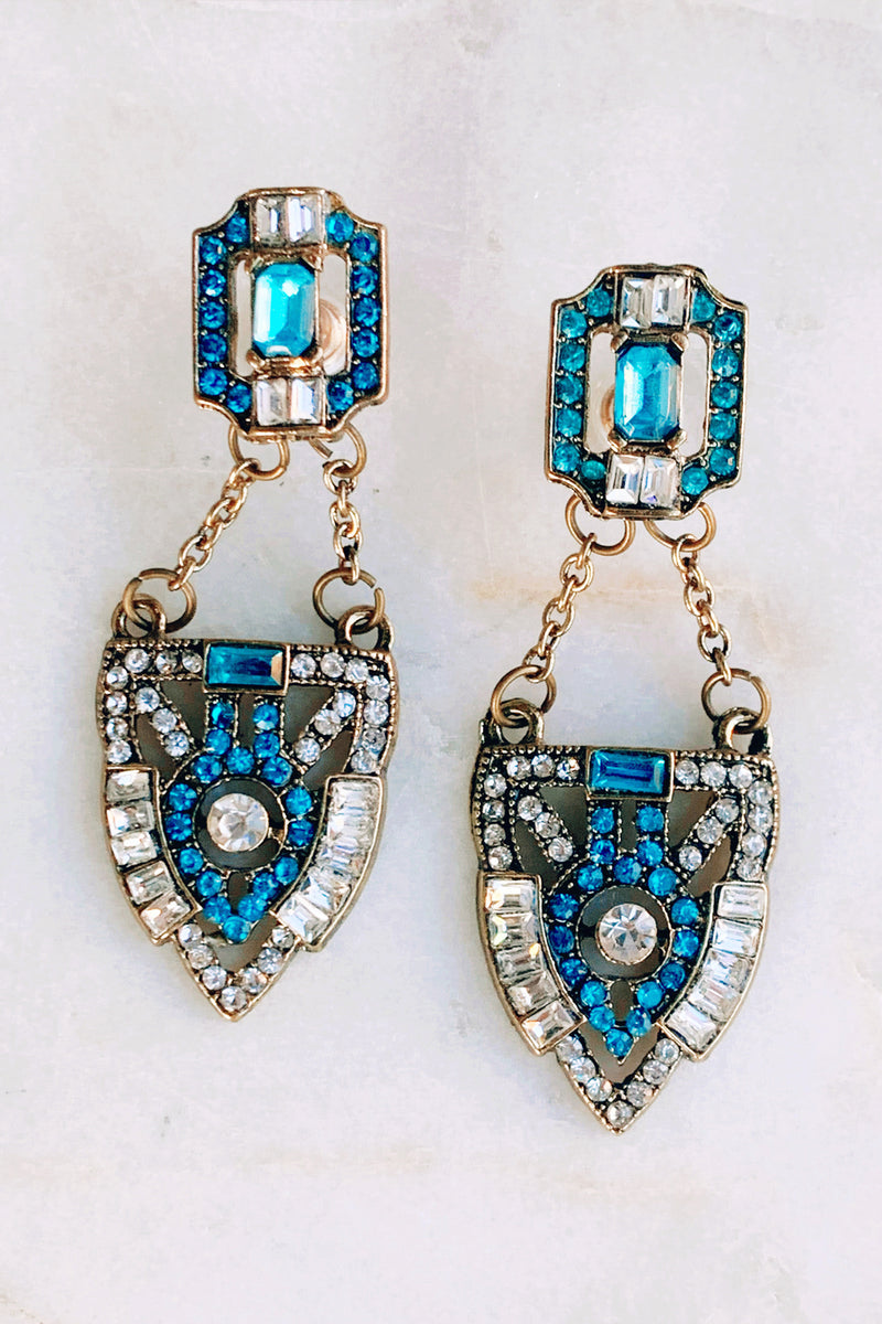 City Lights Blue Art Deco Earrings