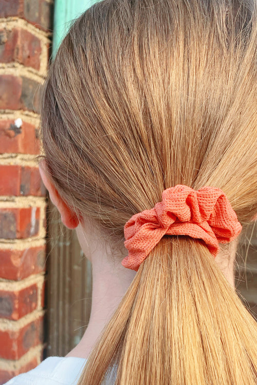 Coral Waffle Knit Scrunchie