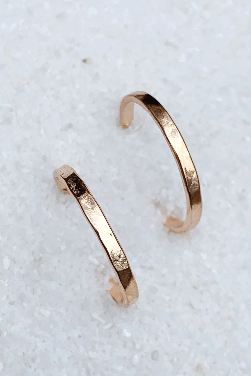 Medium Gold Textured Hoop Earrings