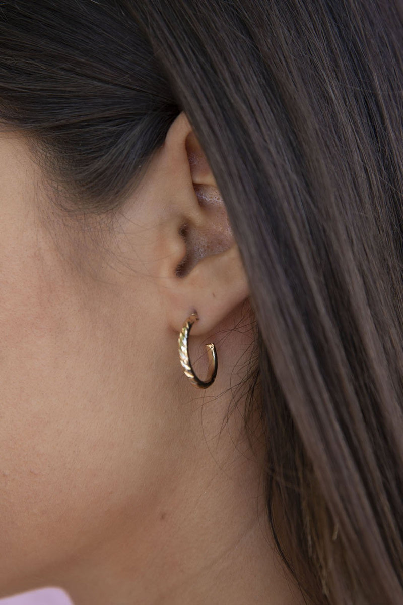 Medium Gold Twisted Hoop Earrings