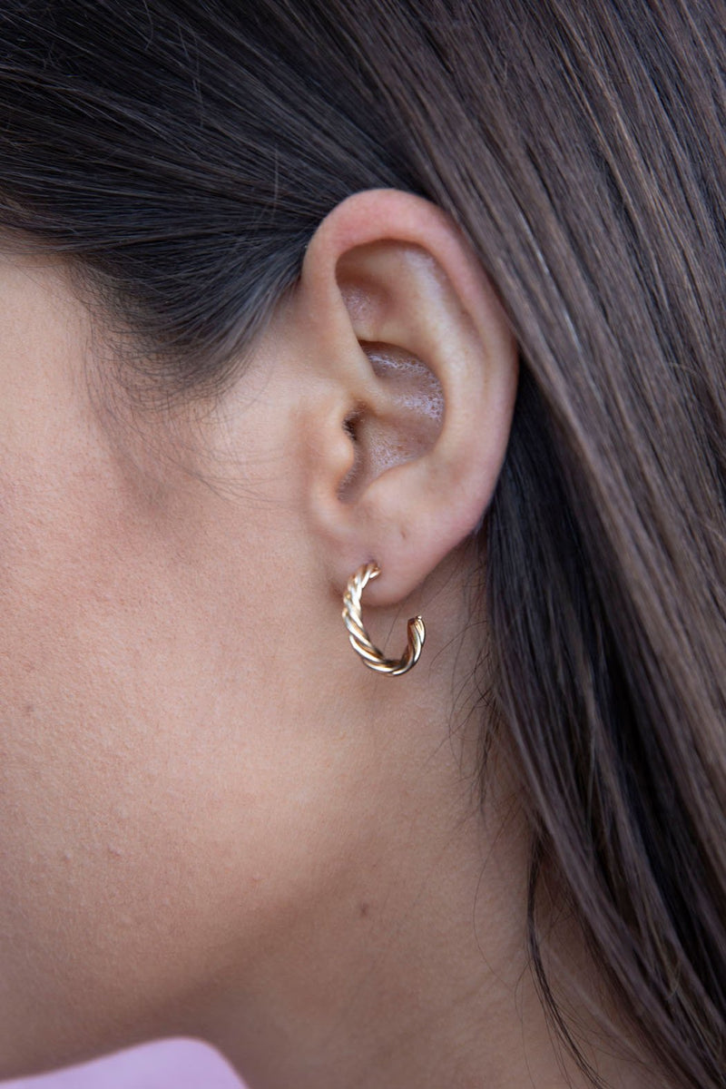 Small Gold Twisted Hoop Earrings
