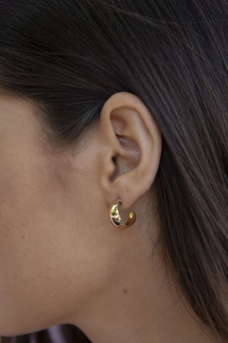 Swaying Pine Gold Hoop Earrings-Candere by Kalyan Jewellers